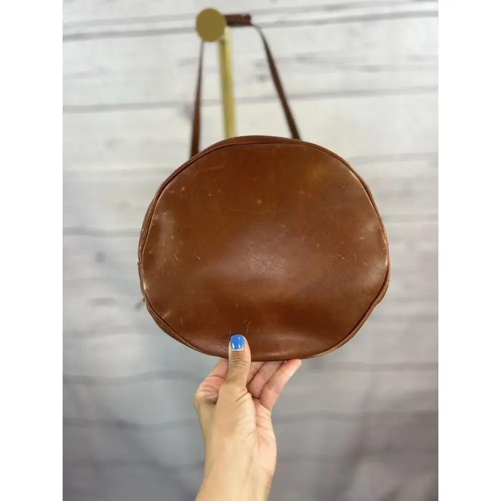 Madewell Leather Zip Top Bucket Tote Bag Brown Shoulder Bag